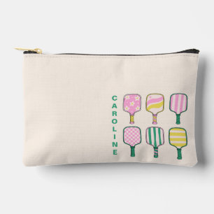 Pickleball Lover Retro Pink Green Personalised Accessory Pouch