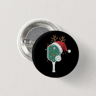 Pickleball Lover Sports Christmas Santa Hat 3 Cm Round Badge