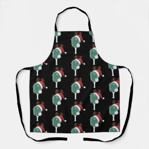 Pickleball Lover Sports Christmas Santa Hat Apron