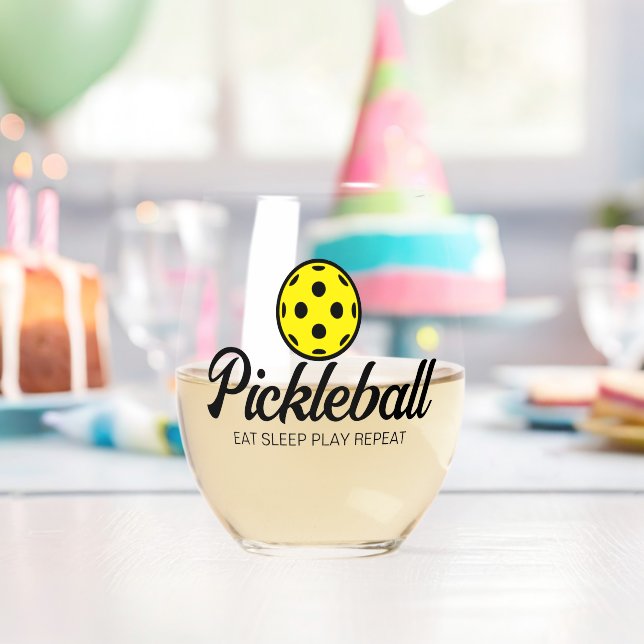 Pickleball lover stemless wine glass (Insitu (Birthday))