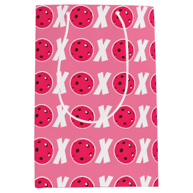 Pickleball Lover Valentine XOXO Pickleballs Medium Gift Bag (Front)