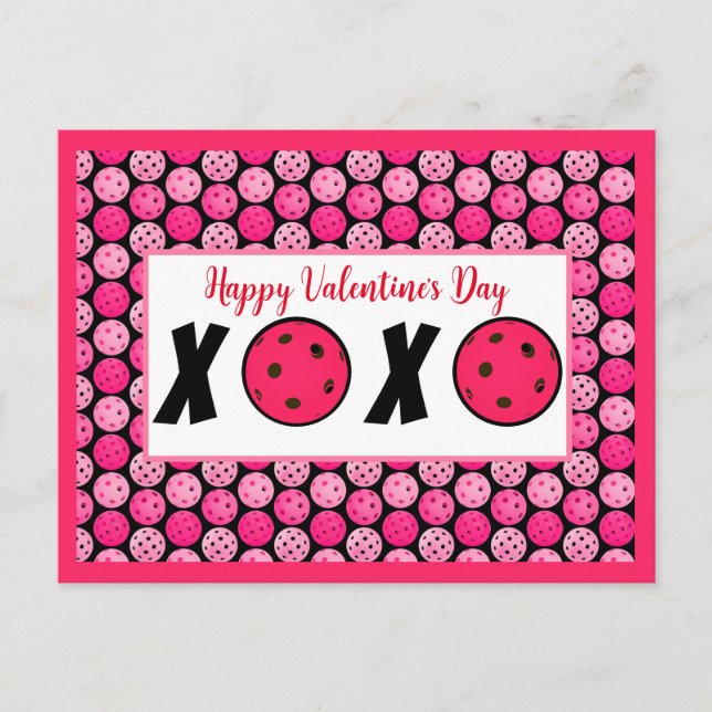 Pickleball Lover Valentine XOXO Pickleballs Postcard (Front)