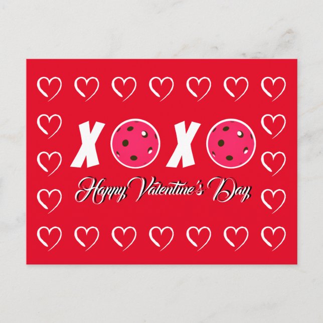Pickleball Lover Valentine XOXO Pickleballs Postcard (Front)