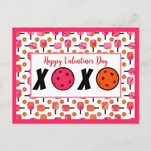 Pickleball Lover Valentine XOXO Pickleballs Postcard (Front)