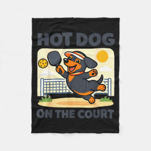 Pickleball lover wiener dachshund hot dog on the fleece blanket