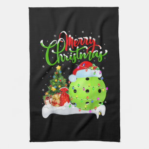 Pickleball Lover Xmas Santa Pickleball Tea Towel