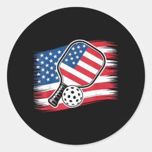 Pickleball Lovers 4th Of July Aamerican Flag Classic Round Sticker