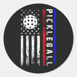 Pickleball Lovers 4th of July American Flag Classic Round Sticker