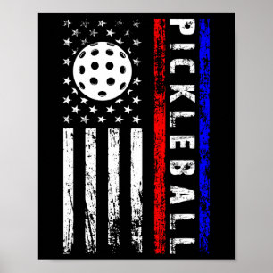 Pickleball Lovers 4th Of July American Flag Pickle Poster