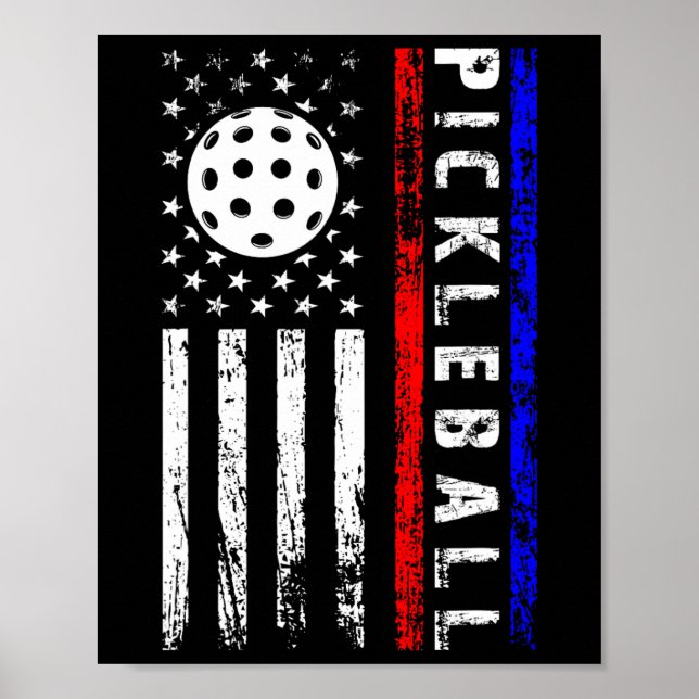 Pickleball Lovers 4th Of July American Flag Pickle Poster (Front)