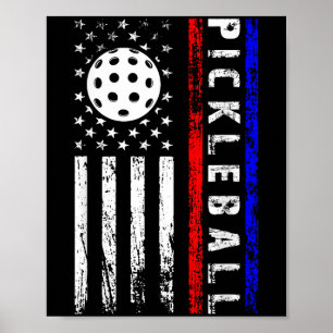 Pickleball Lovers 4th Of July American Flag Pickle Poster