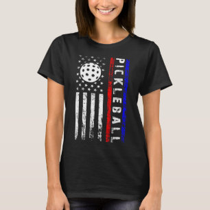 Pickleball Lovers 4th Of July American Flag Pickle T-Shirt