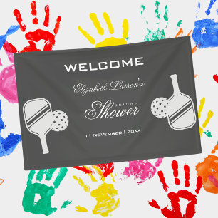 Pickleball Lovers Bridal Shower Black & White Banner