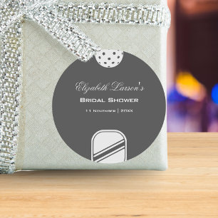 Pickleball Lovers Bridal Shower Black & White Classic Round Sticker