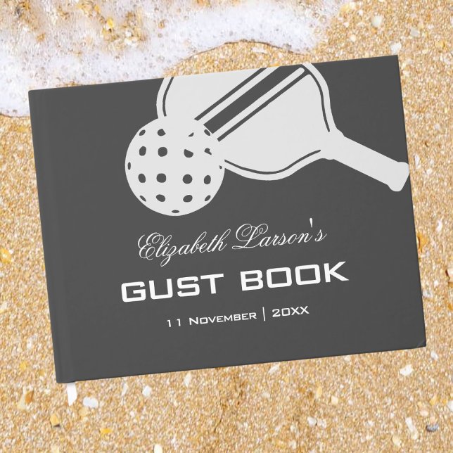 Pickleball Lovers Bridal Shower Black & White Guest Book (Creator Uploaded)