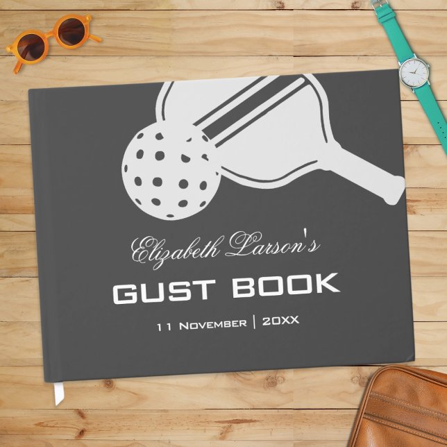 Pickleball Lovers Bridal Shower Black & White Guest Book (Creator Uploaded)