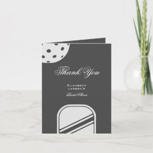 Pickleball Lovers Bridal Shower Black & White Thank You Card