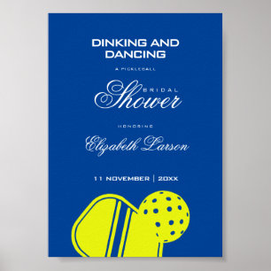 Pickleball Lovers Bridal Shower Neon Blue Poster