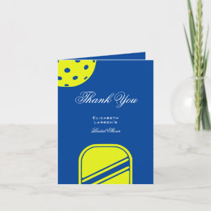 Pickleball Lovers Bridal Shower Neon Blue Thank You Card