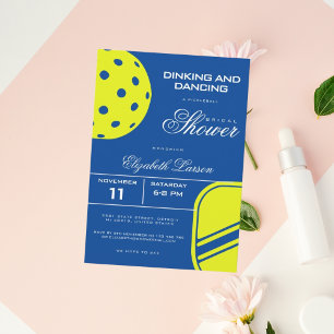 Pickleball Lovers Bridal Shower Neon Blue Theme Invitation