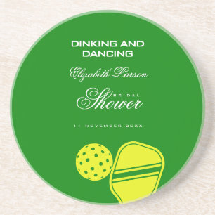 Pickleball Lovers Bridal Shower Neon Theme Coaster