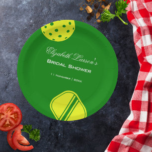 Pickleball Lovers Bridal Shower Neon Theme Paper Plate
