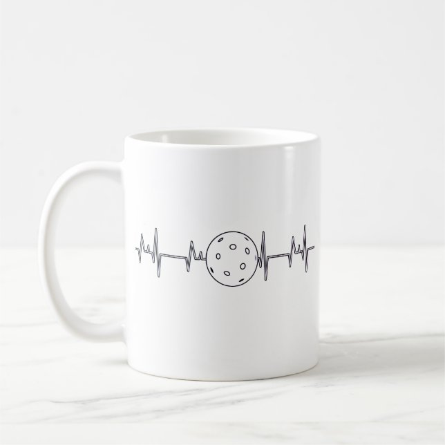 Pickleball lover's heartbeat Line Gift Coffee Mug (Left)