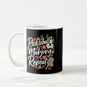 Pickleball Mahjong Repeat Flower Floral Paddle Coffee Mug