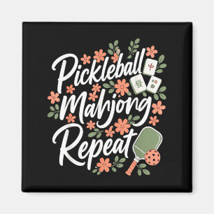Pickleball Mahjong Repeat Flower Floral Paddle Magnet