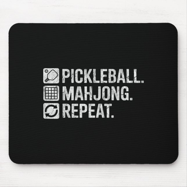 Pickleball mahjong repeat funny game lover quote  mouse mat (Front)