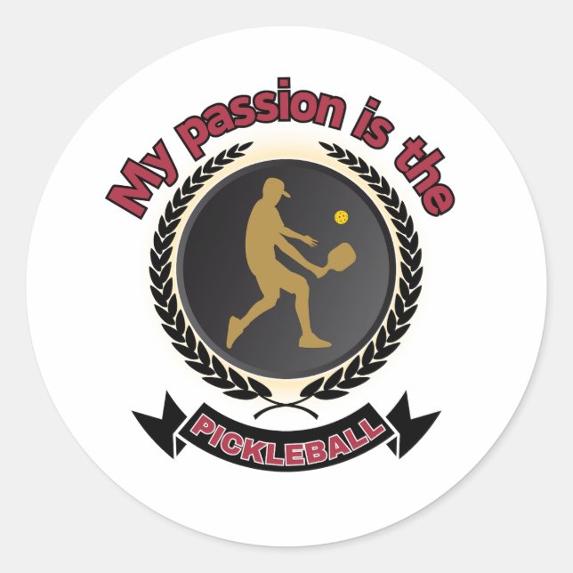 Pickleball Male Athlete Court Passion Energy Classic Round Sticker (Front)