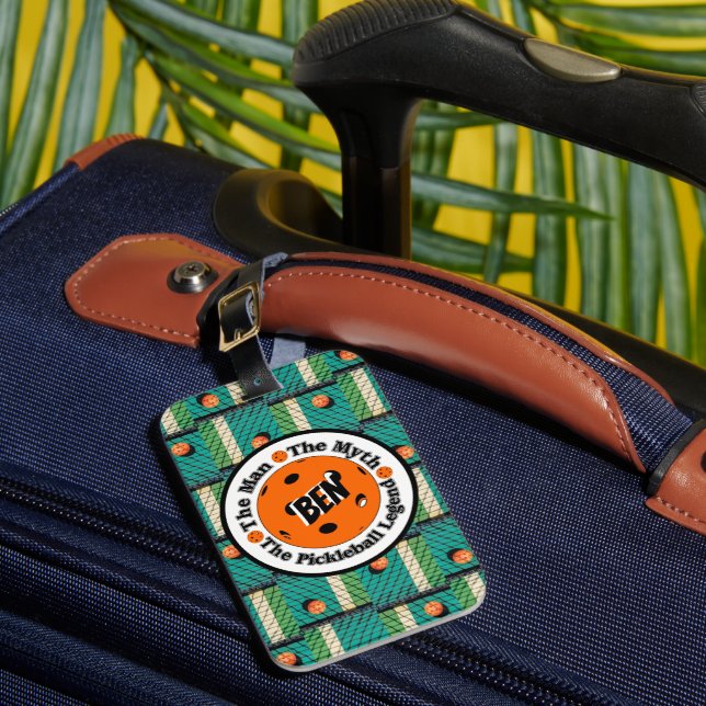 Pickleball Man, Myth, Legend Tournament Travel  Luggage Tag (Front Insitu 1)
