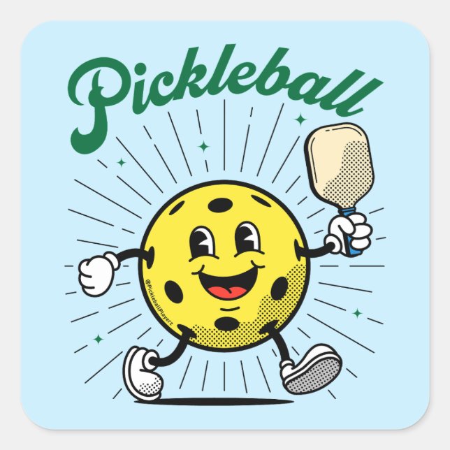 PICKLEBALL MASCOT by PickleballPlayerz Square Sticker (Front)