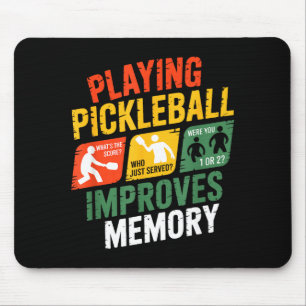 Pickleball memory improvement humor retro player mouse mat