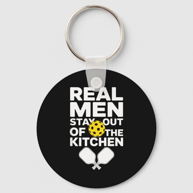 Pickleball men kitchen joke funny graphic for key ring (Front)