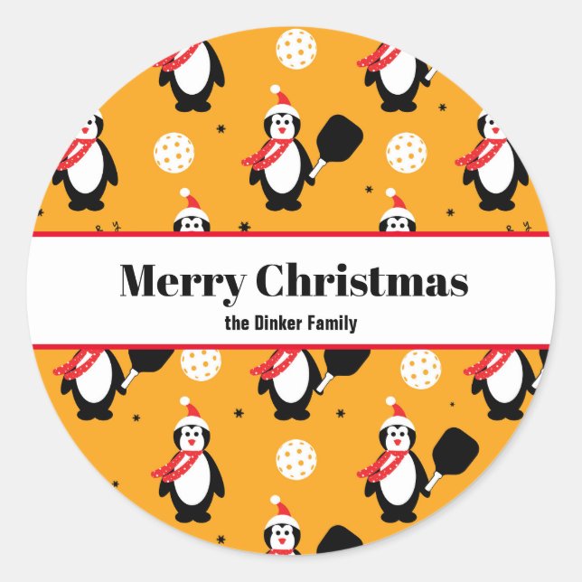 🐧 Pickleball Merry Christmas 🎁  Classic Round St Classic Round Sticker (Front)