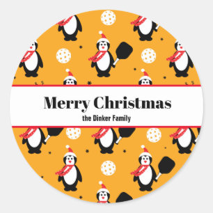 🐧 Pickleball Merry Christmas 🎁  Classic Round St Classic Round Sticker