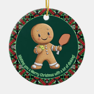  Pickleball🎄 Merry Christmas, custom text Ceramic Tree Decoration