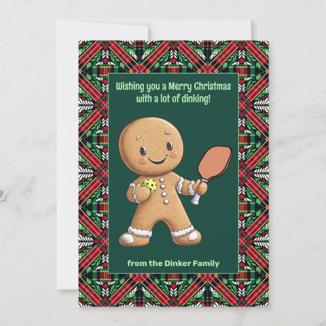  Pickleball🎄 Merry Christmas, custom text Holiday Card (Front)