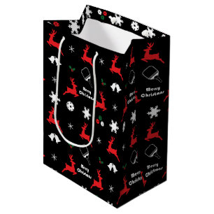  Pickleball Merry Christmas 🎄 Wrapping black  Medium Gift Bag