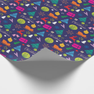  Pickleball🎄 Merry Christmas Wrapping navy blue Paper