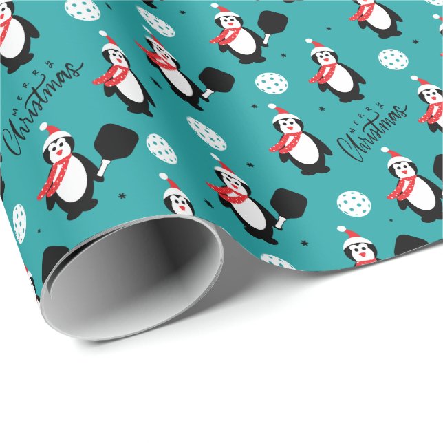 🐧 Pickleball Merry Christmas 🎁 Wrapping Paper (Roll Corner)