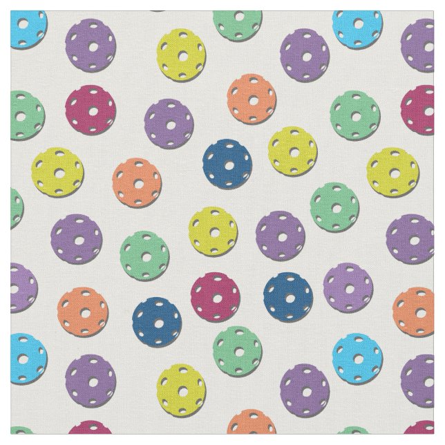 Pickleball - mix on white background fabric (Close Up)