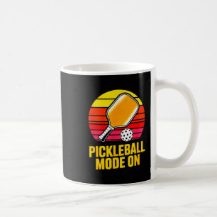 Pickleball mode on retro sunset pickleball paddle coffee mug