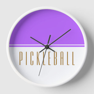 PICKLEBALL Modern Light Purple White Colour Block Clock