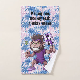 Pickleball Monkey Business, Court Edition Hand Towel