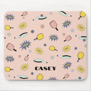 Pickleball Monogram Add Your Name Fun Colourful Mouse Mat
