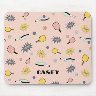 Pickleball Monogram Add Your Name Fun Colourful Mouse Mat