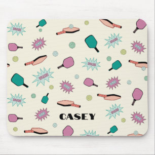 Pickleball Monogram Add Your Name Fun Colourful Mouse Mat