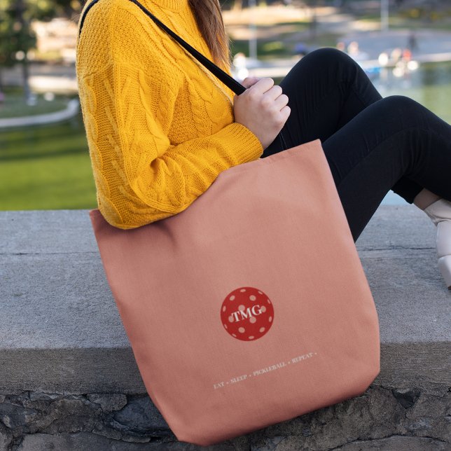 Pickleball Monogram Muted Blush Tote Bag (Creator Uploaded)